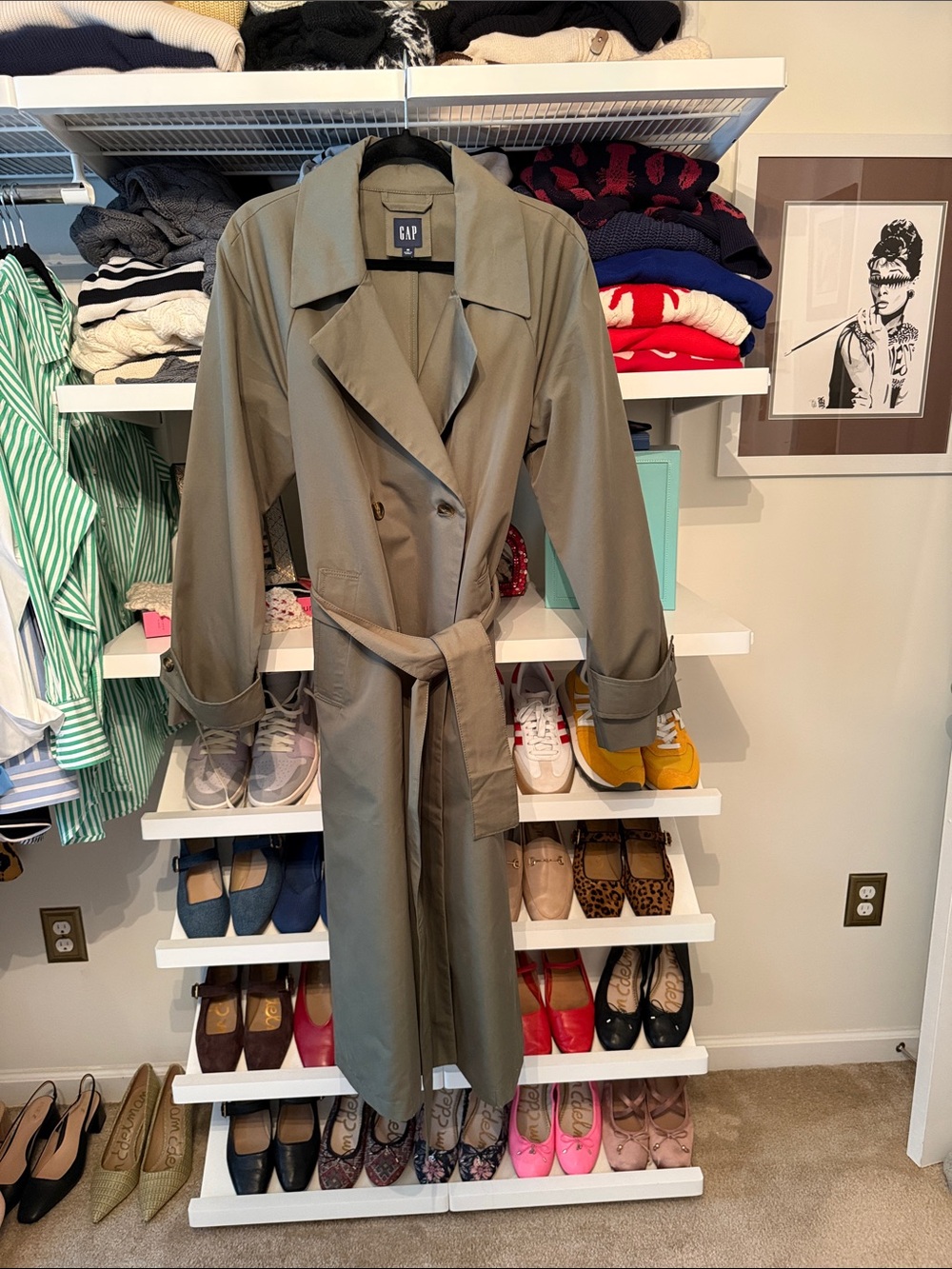 GAP Olive Trench Coat with Removable Belt